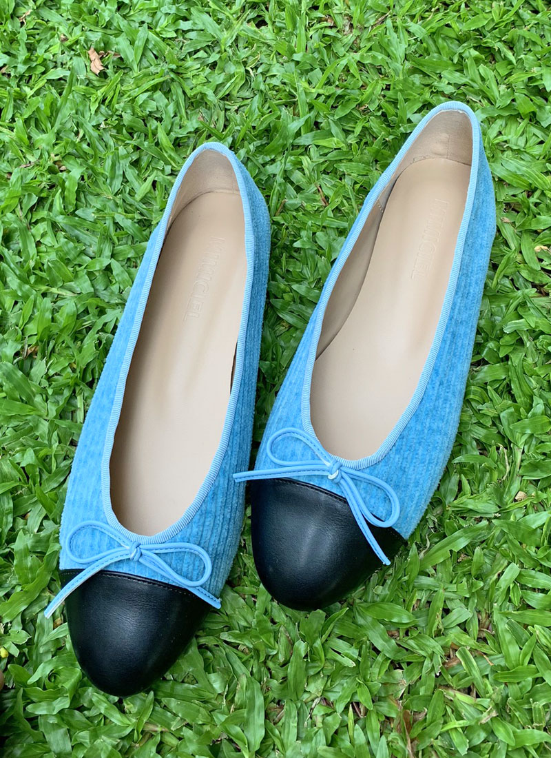 corduroy flat shoes (블루)