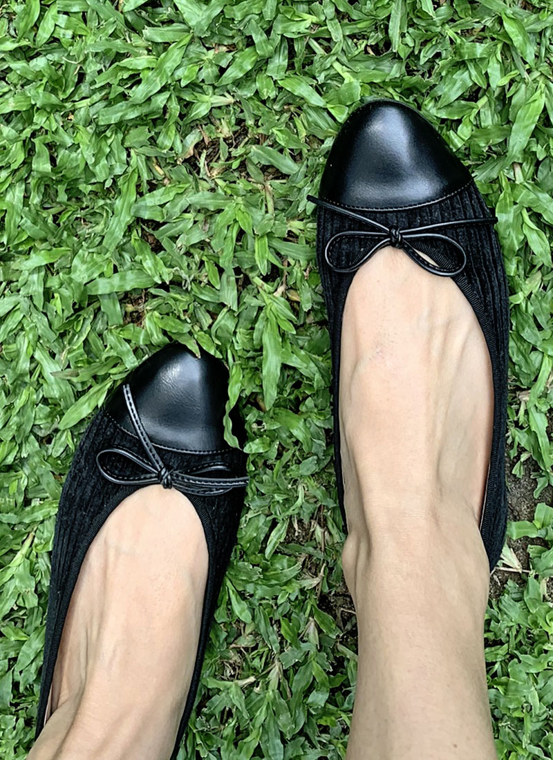 corduroy flat shoes (블랙)